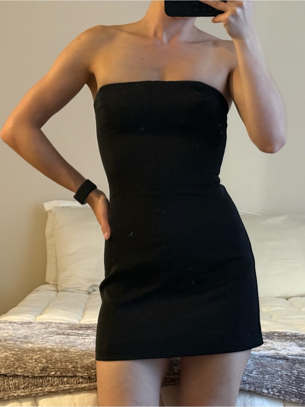 Meshki Black Strapless Bodycon Mini Dress